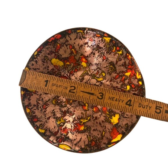 Mid Century Modern Enamel Copper Bowl Orange Yellow - Picture 9 of 9